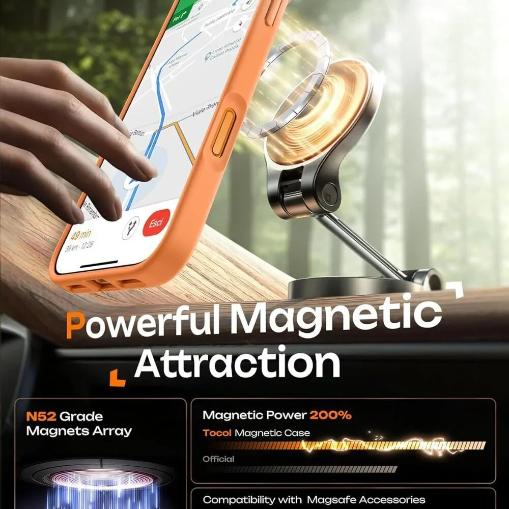 TOCOL for iPhone 17 Pro Case, Full Camera Protection, Built-in Magnetic Ring, Co